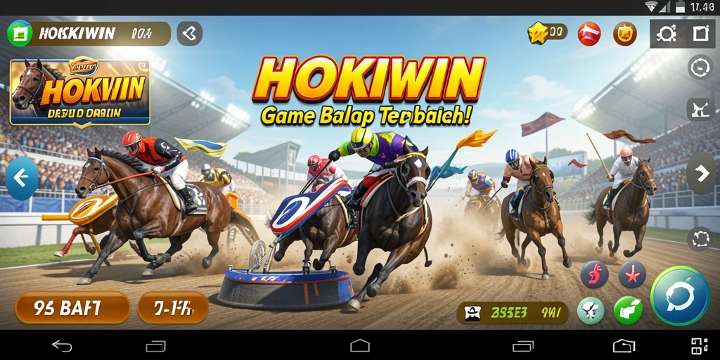Gameplay HOKIWIN yang seru dengan mobil balap kencang.