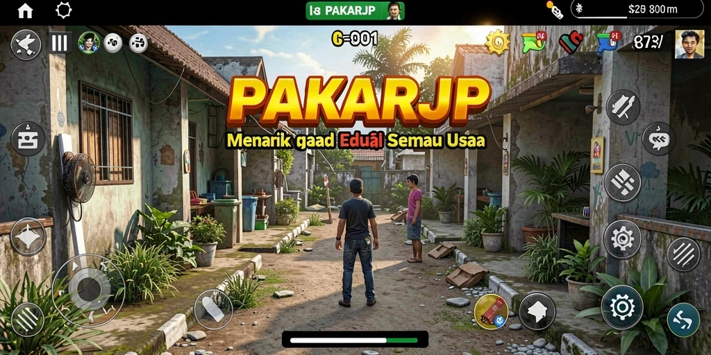 Tampilan gameplay menarik dari PAKARJP dengan elemen simulasi yang interaktif.